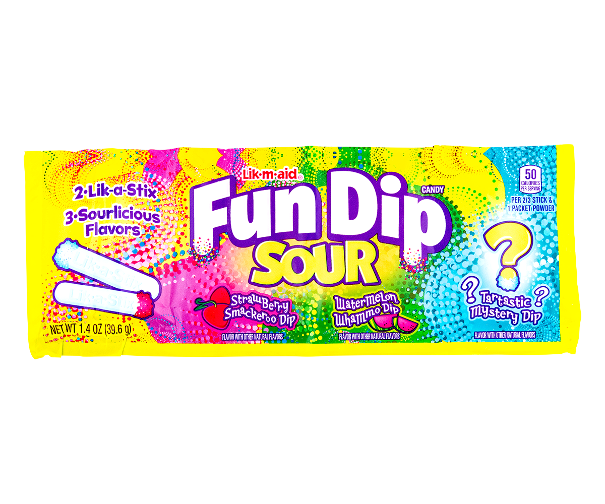 Lik M Aid Fun Dip Sour Candy Strawberry, Watermelon, & Mystery – Rush Candy